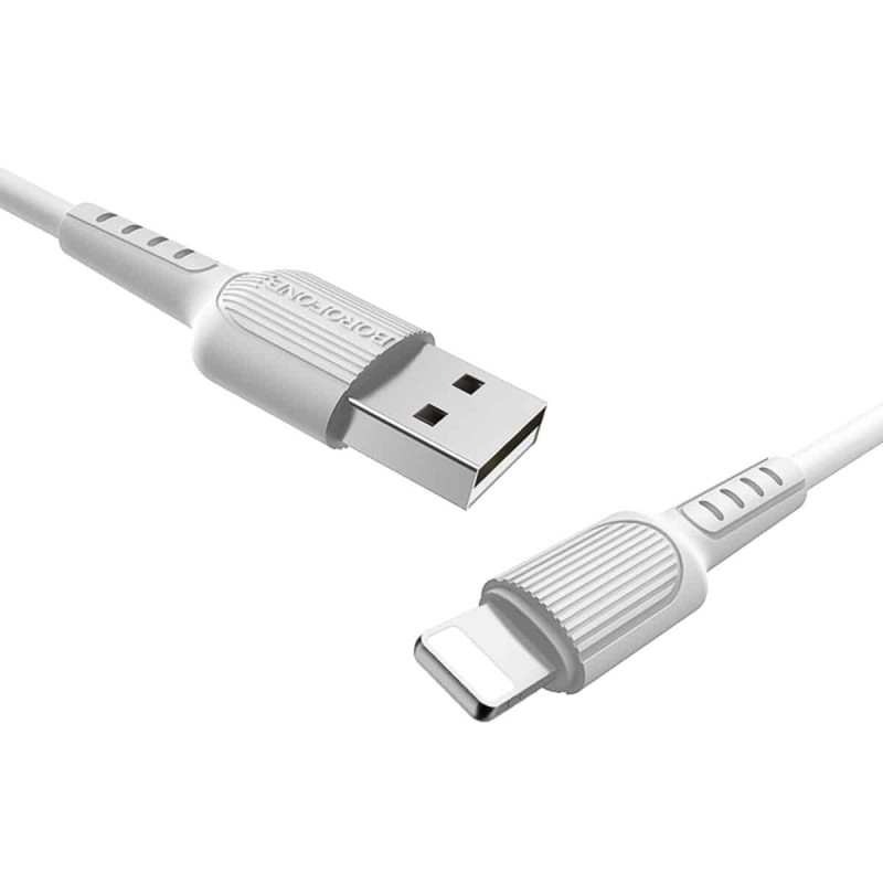 Кабель BOROFONE BX16 USB to iP 2A, 1m, PVC, TPE connectors, White