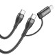 Кабель BOROFONE BX61 Type-C to Type-C+iP 3A, 60W, nylon, aluminum connectors, Black