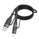 Кабель BOROFONE BU28 Type-C+iP to Type-C+USB, 3A, 60W, nylon, aluminum connectors, Black