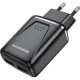 Мережевий зарядний пристрій BOROFONE BA54A Wide road dual port QC3.0 charger Black