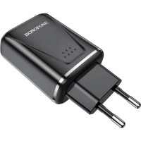 Мережевий зарядний пристрій BOROFONE BA54A Wide road dual port QC3.0 charger Black