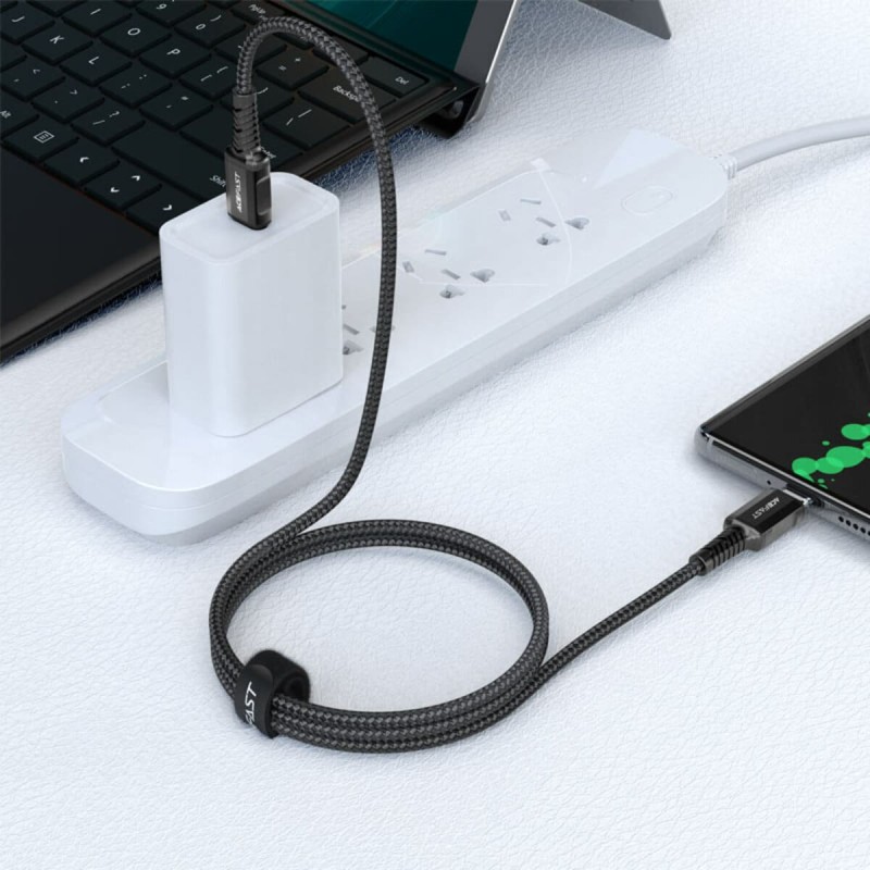 Кабель ACEFAST C1-03 Type-C to Type-C 3A, 1.2m, nylon, aluminum connectors, Black
