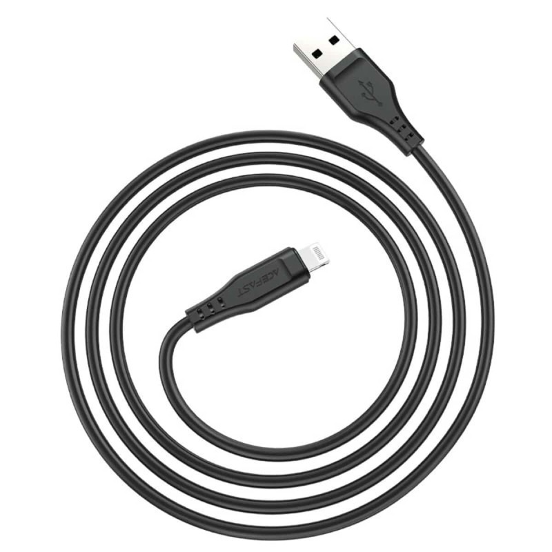 Кабель ACEFAST C3-02 USB to iP 2.4A, 1.2m, TPE, TPE connectors, Black