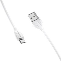 Кабель BOROFONE BX19 USB to Micro 2.4A, 1m, PVC, TPE connectors, White