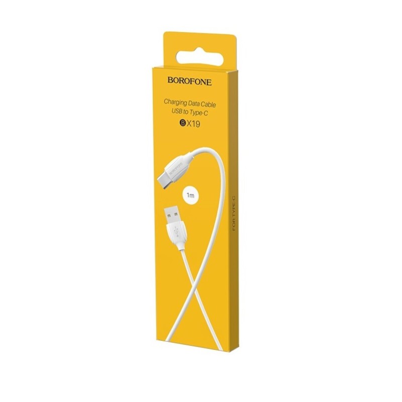 Кабель BOROFONE BX19 USB to Type-C 2.4A, 1m, PVC, TPE connectors, White