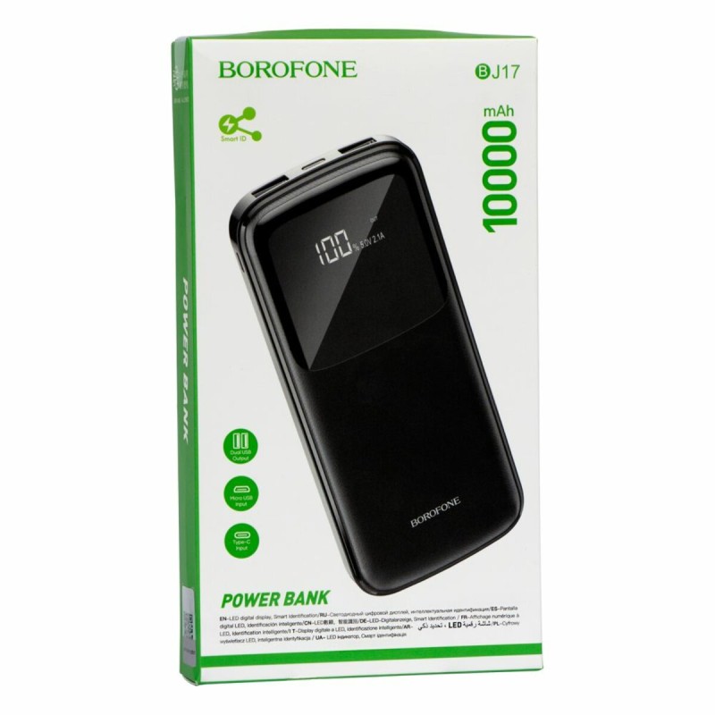 Зовнішній акумулятор BOROFONE BJ17 Oceanic digital power bank 10000mAh Black