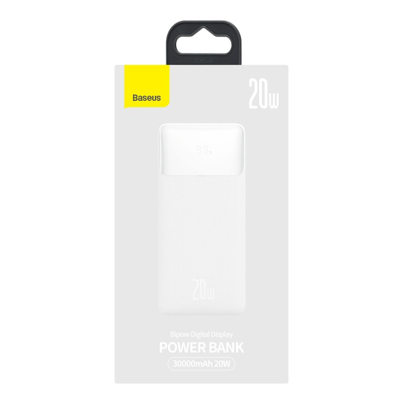 Зовнішній акумулятор Baseus Bipow Digital Display Power bank 30000mAh 20W White