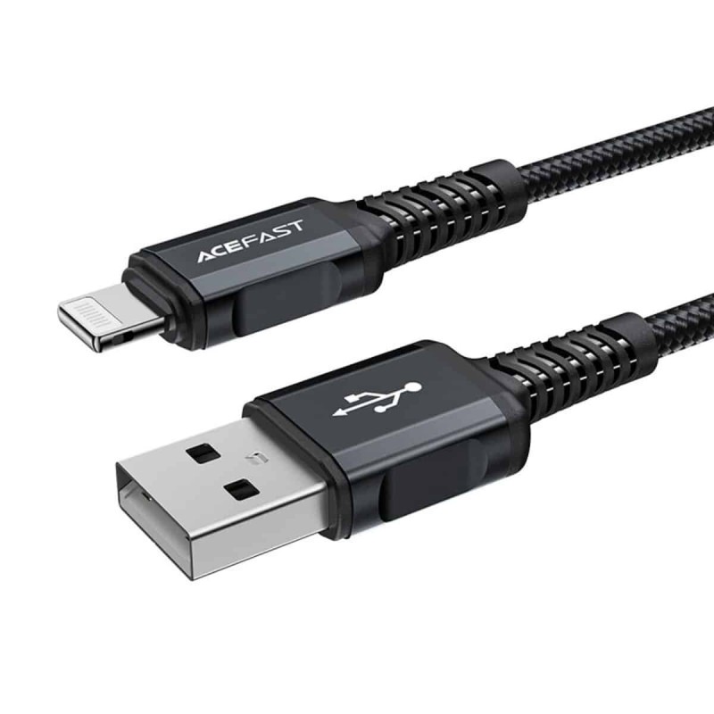 Кабель ACEFAST C4-02 USB to iP 2.4A, 1.8m, nylon, zinc connectors, Black