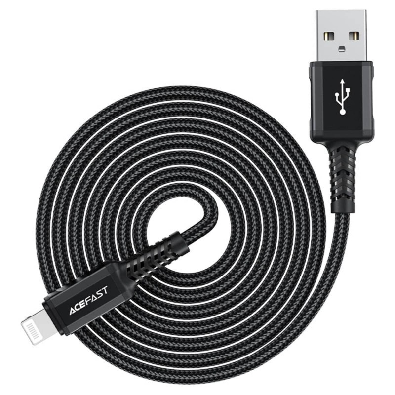 Кабель ACEFAST C4-02 USB to iP 2.4A, 1.8m, nylon, zinc connectors, Black