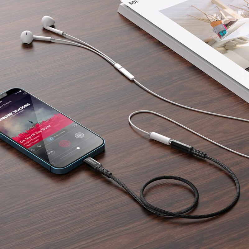 Кабель ACEFAST C1-05 Lightning to 3.5mm aluminum alloy headphones adapter cable Black