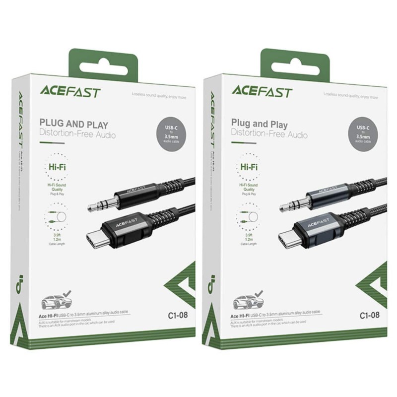 Кабель ACEFAST C1-08 USB-C to 3.5mm aluminum alloy audio cable Black