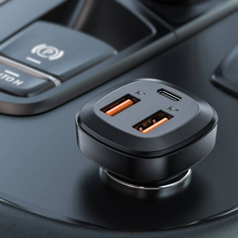 Автомобільний зарядний пристрій ACEFAST B9 66W(2USB-A+USB-C) three port metal car charger