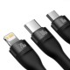 Кабель Baseus Flash Series Ⅱ One-for-three Fast Charging Cable Type-C to M+L+C 100W 1.5m Black