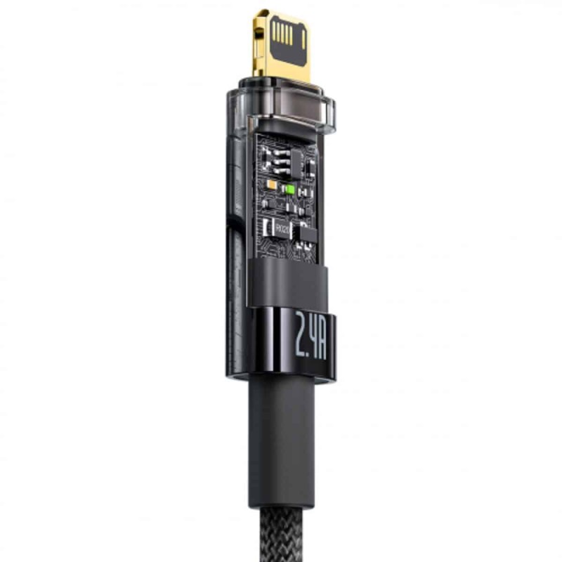 Кабель Baseus Explorer Series Auto Power-Off Fast Charging Data Cable USB to IP 2.4A 2m Black