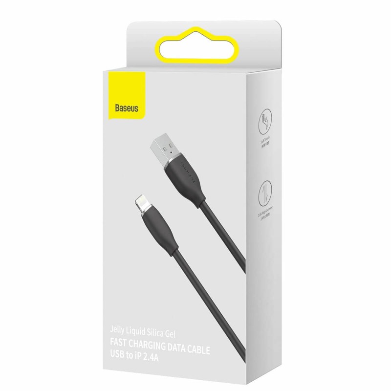 Кабель Baseus Jelly Liquid Silica Gel Fast Charging Data Cable USB to iP 2.4A 1.2m Black