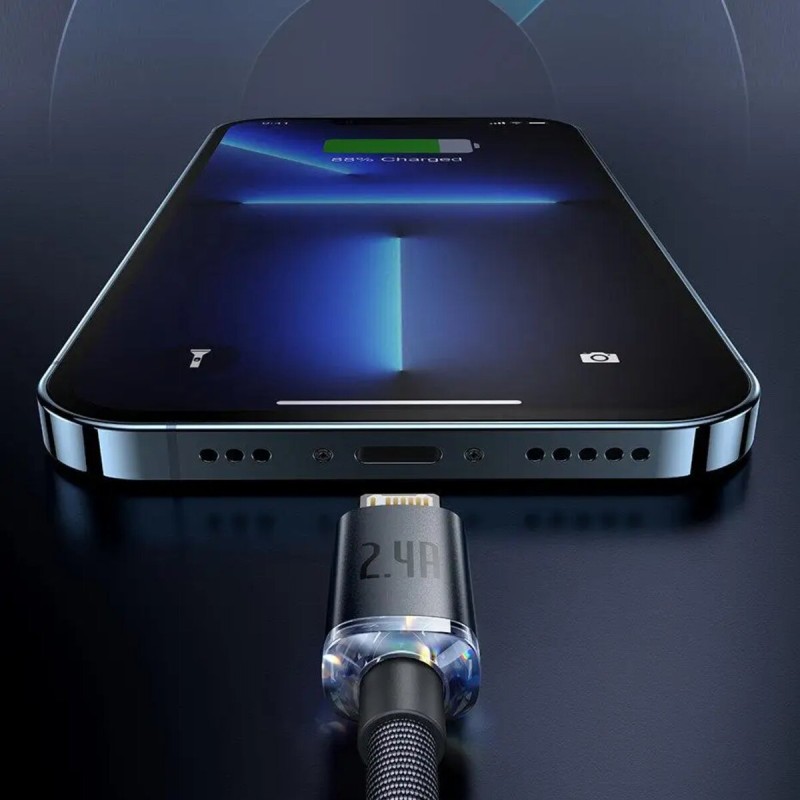 Кабель Baseus Crystal Shine Series Fast Charging Data Cable USB to iP 2.4A 1.2m Black