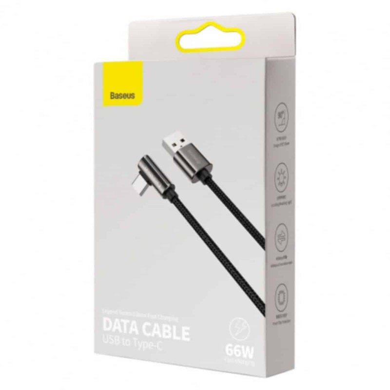 Кабель Baseus Legend Series Elbow Fast Charging Data Cable USB to Type-C 66W 1m Black
