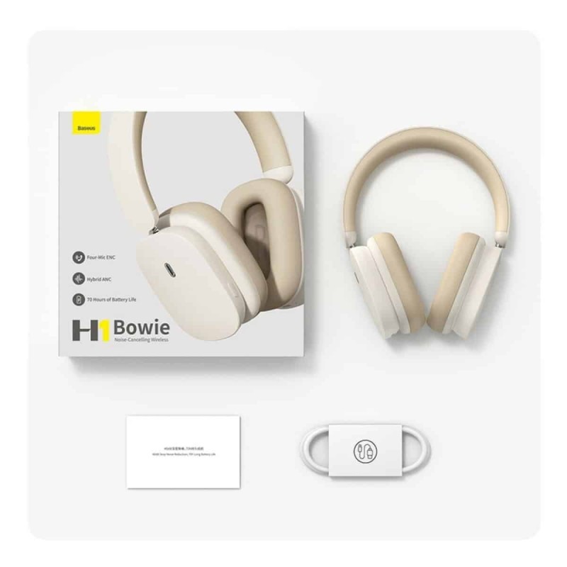 Навушники Baseus Bowie H1 Noise-Cancelling Wireless Headphones Rice White