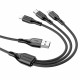 Кабель BOROFONE BX66 USB to iP+Type-C+Micro 2A,1m, silicone, silicone connectors, Black