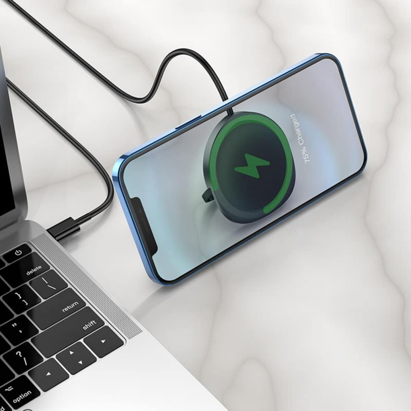 Бездротовий зарядний пристрій BOROFONE BQ12 Core magnetic holder wireless fast charger Black