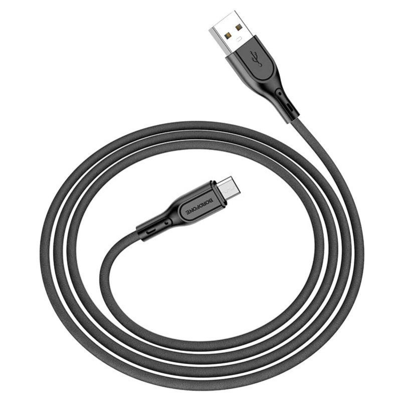 Кабель BOROFONE BX66 USB to Micro 2.4A,1m, silicone, silicone connectors, Black