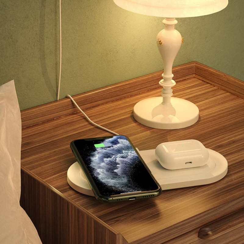 Бездротовий зарядний пристрій BOROFONE BQ7 Prominent dual 10W wireless fast charger White
