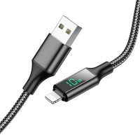 Кабель BOROFONE BU32 Type-C to iP 3A, 20W, 1.2m, nylon, aluminum connectors, digital display, Black