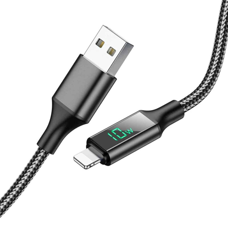 Кабель BOROFONE BU32 Type-C to iP 3A, 20W, 1.2m, nylon, aluminum connectors, digital display, Black