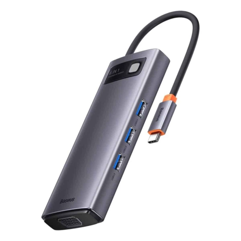 USB-Hub Baseus Metal Gleam Series 6-in-1 Multifunctional (Type-C to HDMI*1+USB3.0*3+PD*1+RJ45*1)