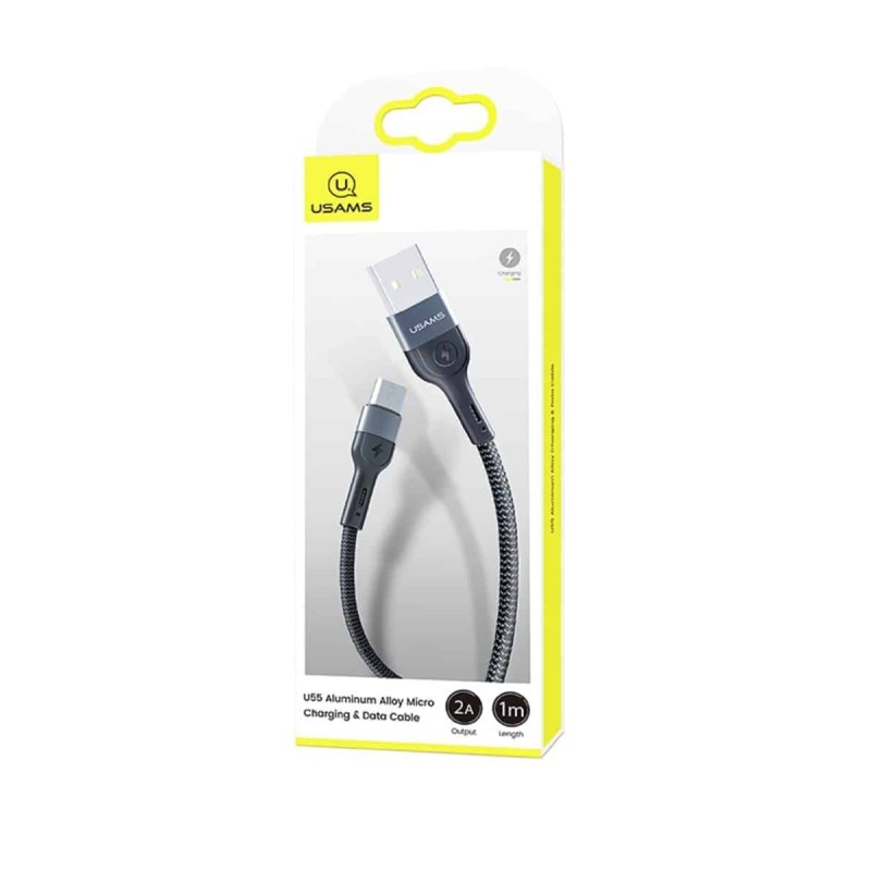 Кабель Usams US-SJ450 U55 Micro Aluminum Alloy Braided Data Cable 1m Black