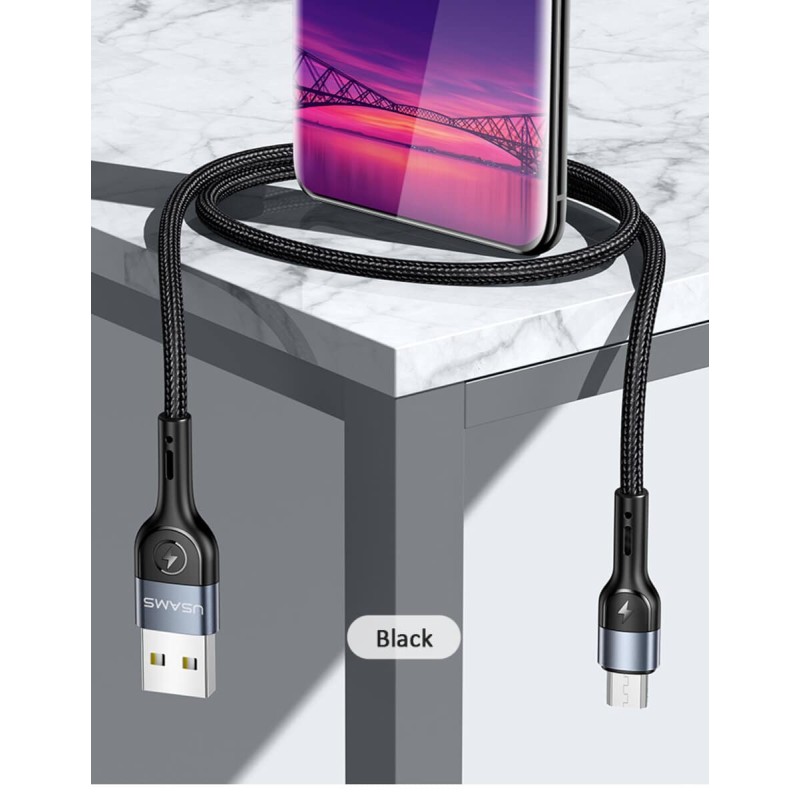 Кабель Usams US-SJ450 U55 Micro Aluminum Alloy Braided Data Cable 1m Black
