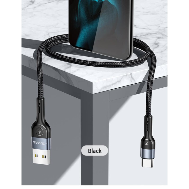 Кабель Usams US-SJ449 U55 Type-C Aluminum Alloy Braided Data Cable 1m Black