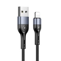 Кабель Usams US-SJ448 U55 Lightning Aluminum Alloy Braided Data Cable 1m Black