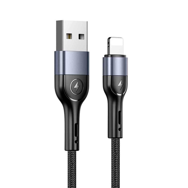 Кабель Usams US-SJ448 U55 Lightning Aluminum Alloy Braided Data Cable 1m Black