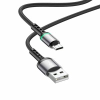 Кабель BOROFONE BU33 USB to Micro 2.4A, 1.2m, nylon, aluminum connectors, light indicator, Black