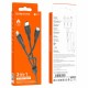 Кабель BOROFONE BX71 USB to iP+Type-C+Micro 2A, 1m, PVC, PVC connectors, Black