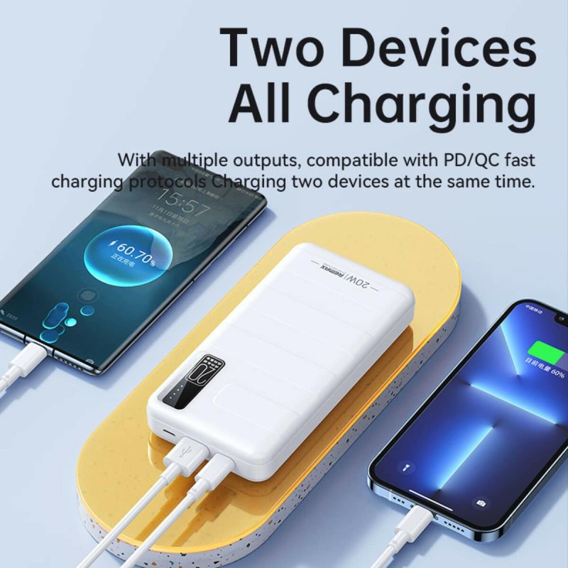 Зовнішній акумулятор REMAX Noah Series 20W+22.5W PD+QC Fast Charging Power Bank 20000mAh  RPP-316 White