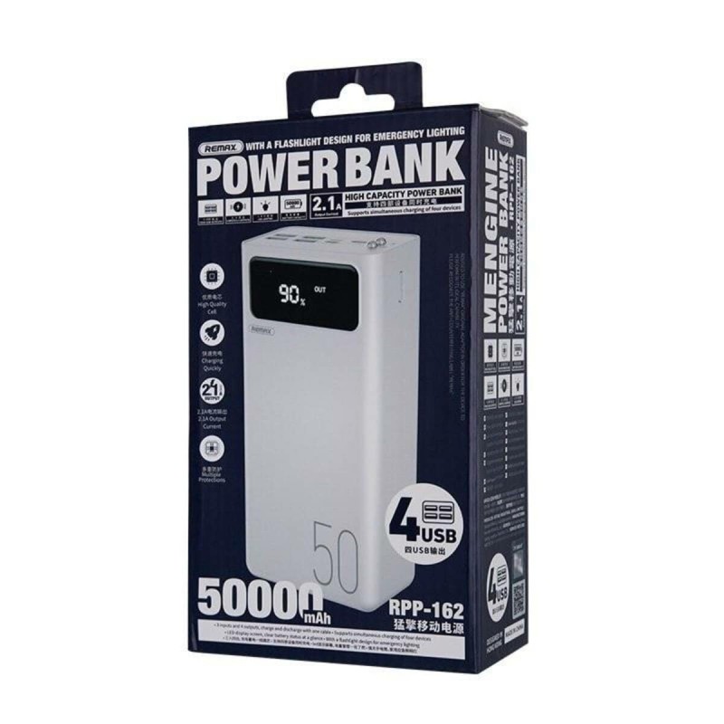 Зовнішній акумулятор REMAX Mengine Series 30000mAh 4USB Power Bank RPP-112 White