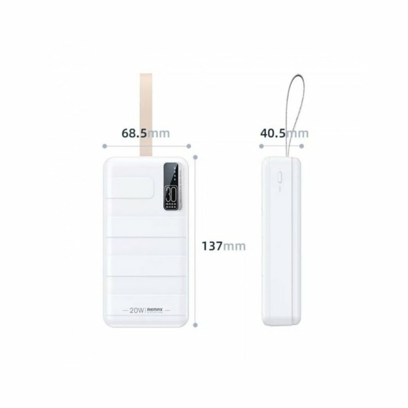 Зовнішній акумулятор REMAX Noah Series 20W+22.5W PD+QC Fast Charging Power Bank 30000mAh  RPP-506 White