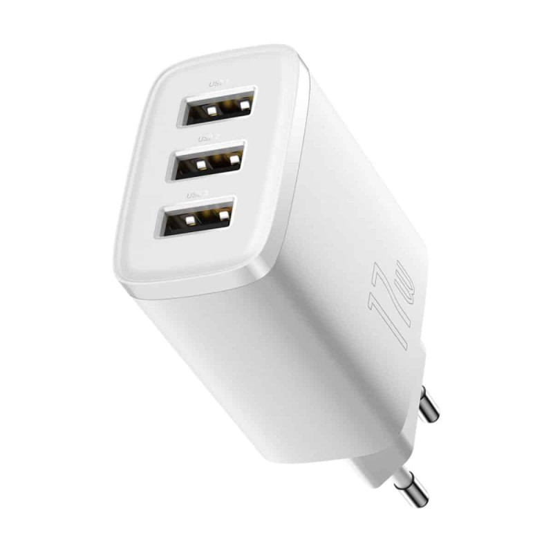 Мережевий зарядний пристрій Baseus Compact  Charger 3U 17W EU White