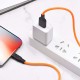 Кабель HOCO X21 Plus USB to iP 2.4A, 1m, silicone, silicone connectors, Black+Orange