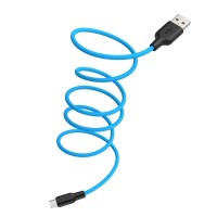 Кабель HOCO X21 Plus USB to Micro 2.4A, 1m, silicone, silicone connectors, Black+Blue
