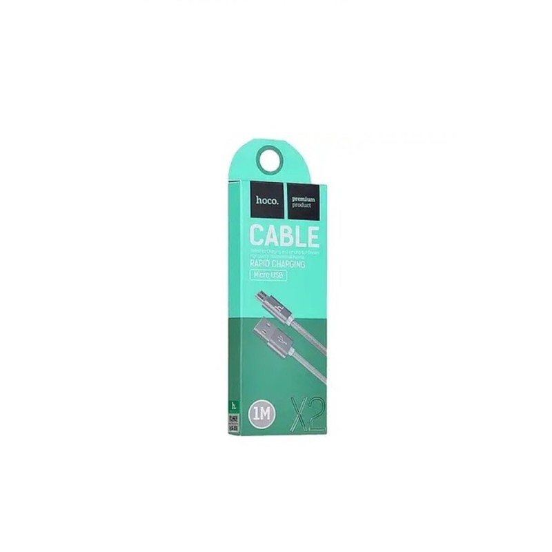 Кабель HOCO X2 USB to Micro 2.4A, 1m, nylon, aluminum connectors,Tarnish