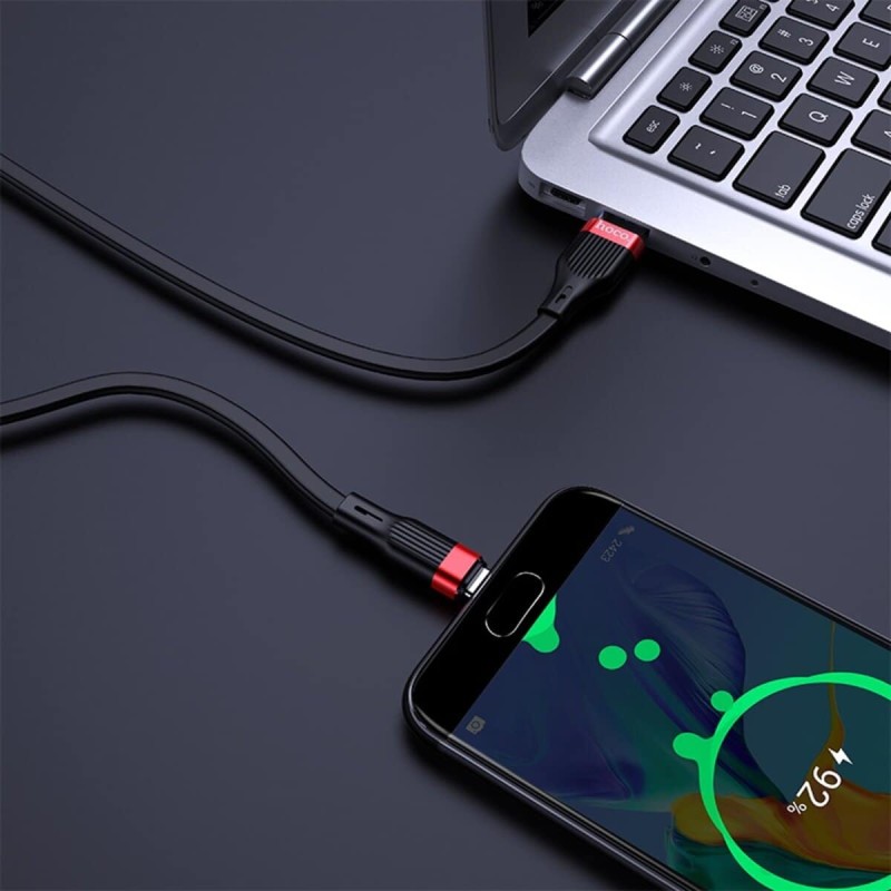 Кабель HOCO U72 USB to Micro 2.4A, 1.2m, silicone, TPE connectors, Black