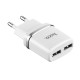Мережевий зарядний пристрій HOCO C12 Smart dual USB (iP cable)charger set White