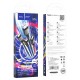 Кабель HOCO X76 USB to iP+iP+Type-C+Micro 2A, 1m, nylon, aluminum connectors Black+Red+Blue