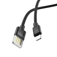Кабель HOCO U55 USB to iP 2.4A, 1.2m, nylon. zinc connectors, Black