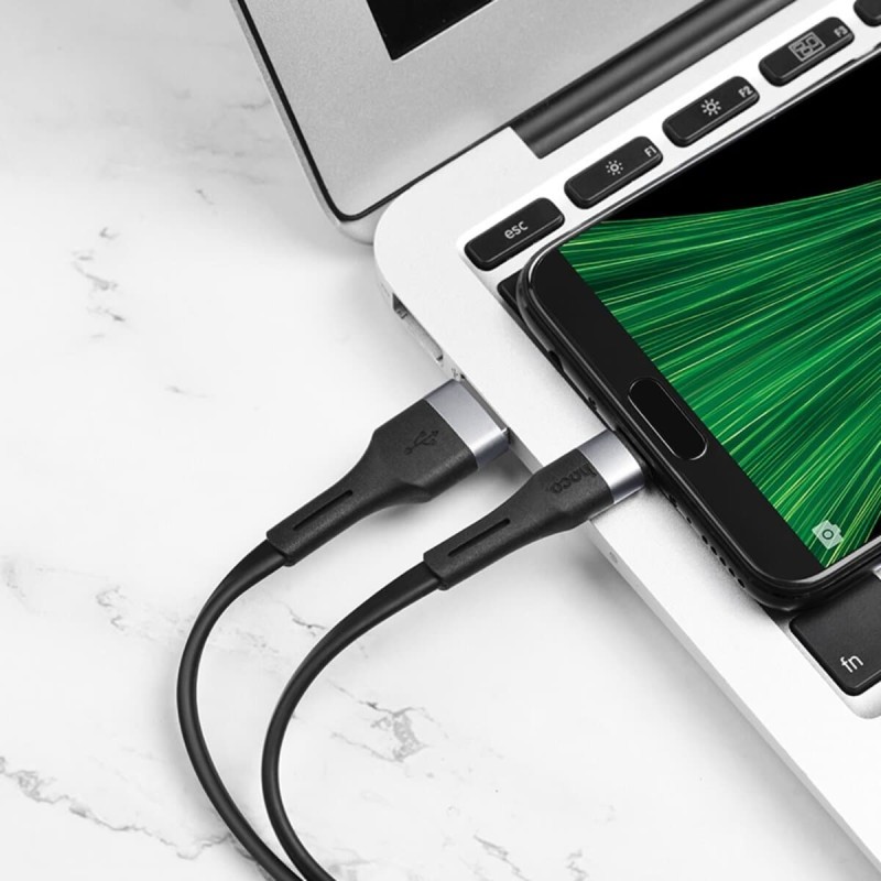Кабель HOCO X34 USB to Micro 2.4A, 1m, TPE, aluminum connectors, Black