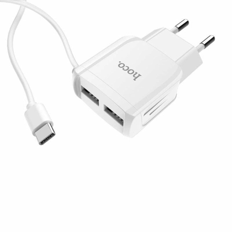 Мережевий зарядний пристрій HOCO C59A Mega joy double port charger for Type-C White