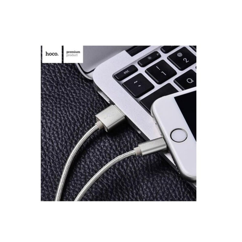 Кабель HOCO X2 USB to iP 2.4A, 1m, nylon, aluminum connectors,Tarnish